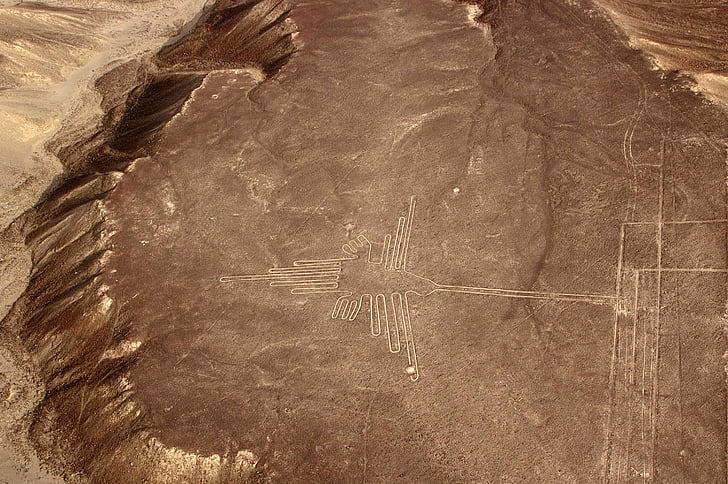 Nazca, Perú, altiplà de Nazca, línies de Nazca, Colibrí, ocell sagrat, país de muntanya