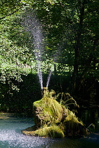 tvenkinys, fontanas, vandens