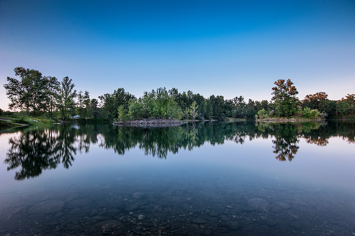 islands, lake, blue, forest, holidays, summer, water reflection