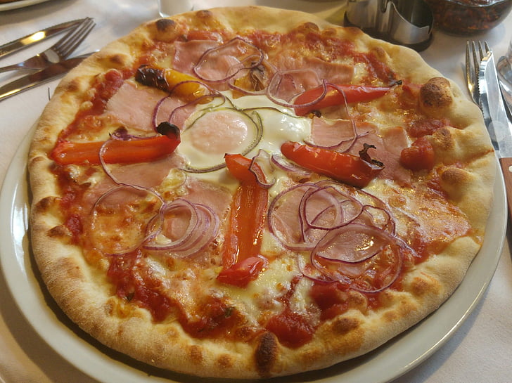 spise, pizza, Restaurant, ost, mat, mozzarella, tomat