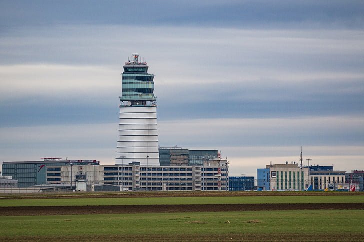 airport, vienna, schwechat, fly, tower, control tower, terminal