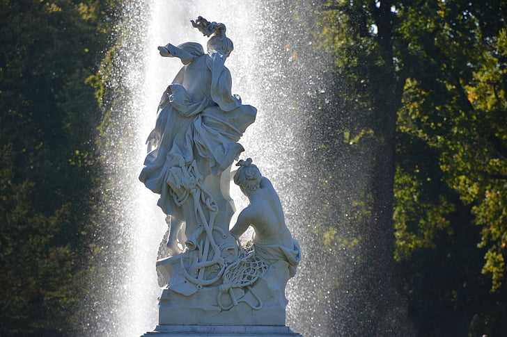 Parco di sanssouci, scultura, giochi d'acqua, luce posteriore, marmo, Statua, posto famoso