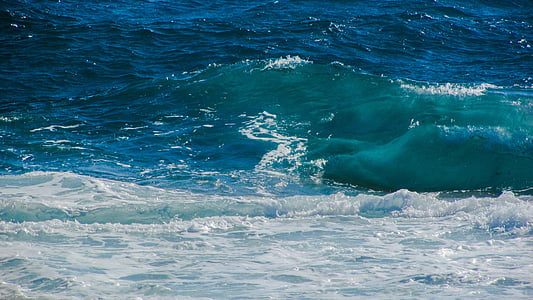 wave, sea, water, blue, nature, foam, spray