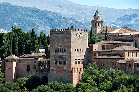 granat, Alhambra, Andalusia, Spanyol, Istana, arsitektur, batu