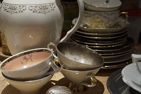 porcelana, Vovó, velho, antiguidade, Historicamente, copos de colecção, teeservice