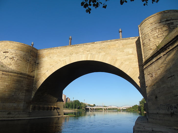 Bridge, Ebro, Zaragoza, vesi, River, maisema
