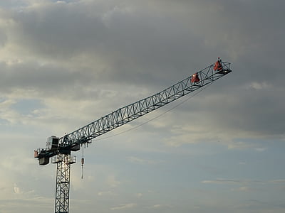 Crane, construction, Sky, nuages, soirée, échafaudage, Metal