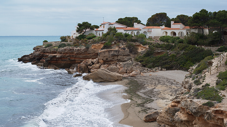 spain, catalonia, mediterranean, coastline, villa, costa, sea