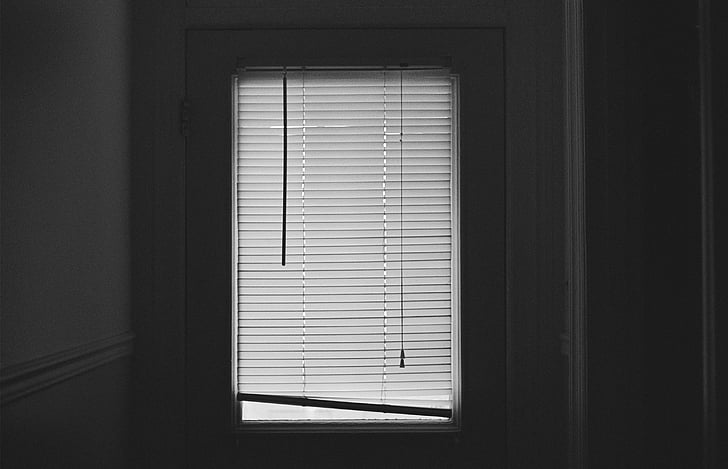 Blanco, ventana, persianas, persianas de rodillo, cortina, en el interior, puerta