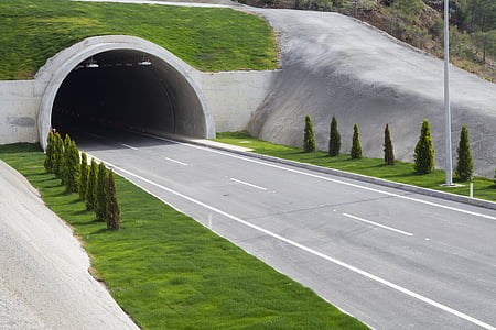 tunnel, autoroute, route, ruban, transport, voyage, voiture