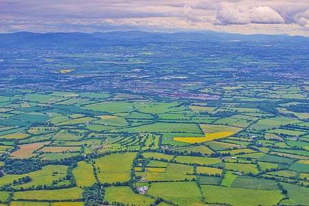 Irlanda, paisaje, campos, Dublin, vista aérea, verde, Europa