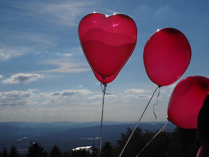globos, corazón, amor, Romance, romántica, relación, rojo