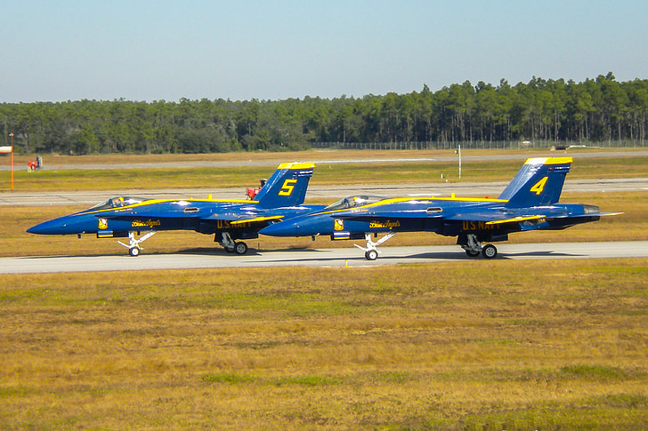Blue angels, F18 hornet, letadla, flugshow, Jet fighter, formace, letu