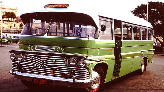 bus, oldtimer, vehicle, chrome, green, retro, vintage