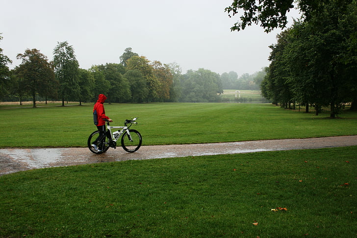 bicikl, kiša, parka, Kensington gardens, samoća, hoda, jesen