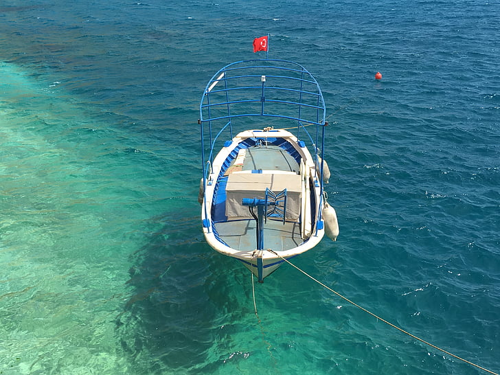 Kalkan, perahu nelayan, Laut Aegea, Turki