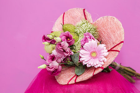 flowers, heart, rose, nature, pink, flower arrangement, bouquet