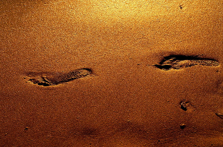 footprints, gold, step