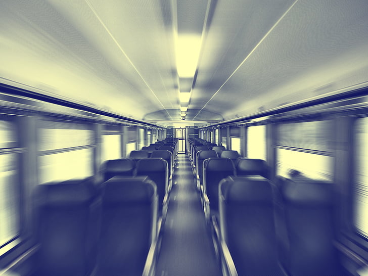 train, trip, transportation, empty, isle, speed, station