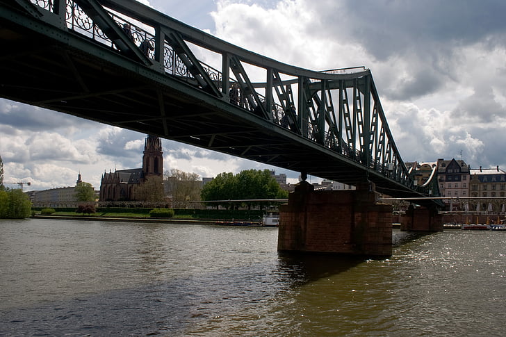 Frankfurt, viktigste, Center, elven, sentrum, Bridge, Frankfurt am main Tyskland