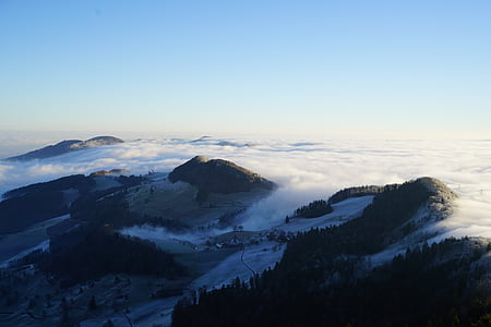 fog, nebellandschaft, wave of fog, belchenflue, sea of fog, kallhof, challhöchi