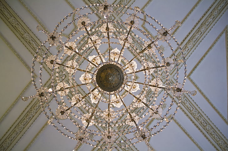 plafond, lamp, spin, decoratie, lambrisering, detail, plafondlamp