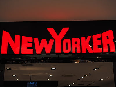newyorkilainen, mainonta, mainonta merkkiä, mainos, logo, neon värit, punainen