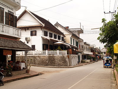 luang prabang, laos, town, phabang, asia, city, street