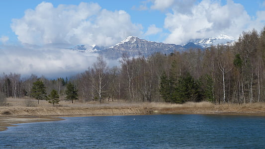 Landschaft, Natur, Teich, Berg, Alpen, Frühling, Wasser