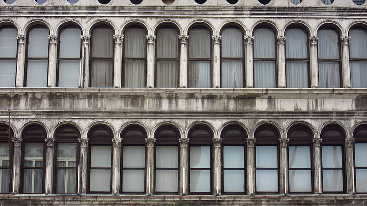 cửa sổ, mặt tiền, trong lịch sử, kiến trúc, Venice, ý, cũ