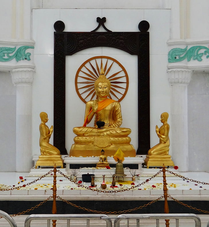 Buddha vihar, Gulbarga, estátua de Buda, ouro, Budismo, religiosa, Karnataka