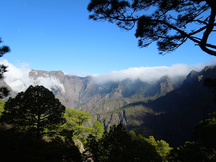 La palma, doğa, Kanarya Adaları, Hiking, Caldera, sis