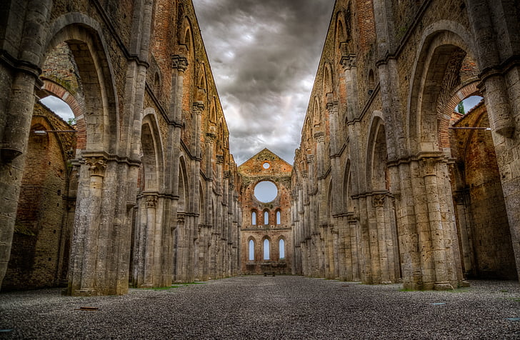 Sant galgano, l'Abadia de, ruïnes, Toscana, l'església, arquitectura, medieval