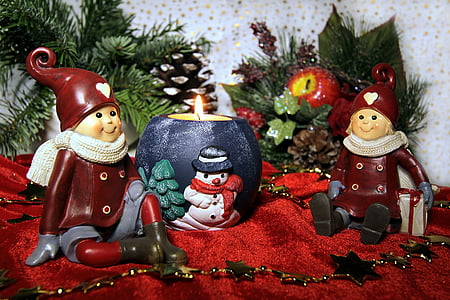 スティル ・ ライフ, 小人, 座っています。, クリスマス キャンドル, クリスマス, 装飾, お祝い
