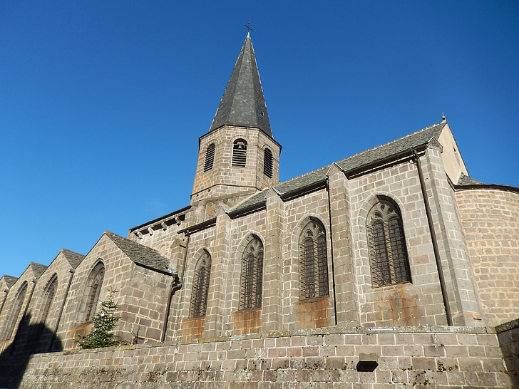 kostol, Village, Auvergne, stará dedina, Francúzsko