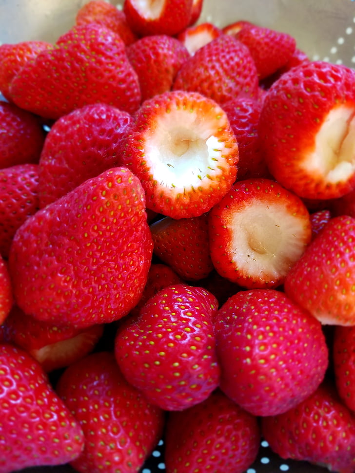 strawberries, strawberry, red, seeds, food, fruit, berry