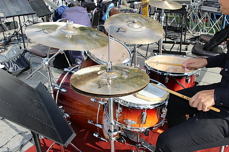 tambors, percussió, címbals, música, tambor, musical, instrument