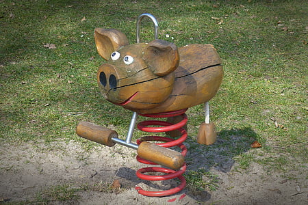 playground, pig, children toys, out, play, rock