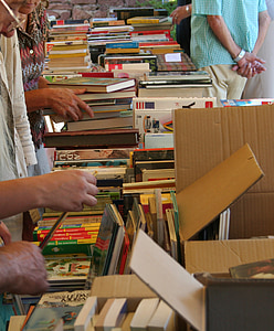 rommelmarkt, boekhandelaar, Vide-grenier, koopjesjacht, boeken gelegenheid, boeken
