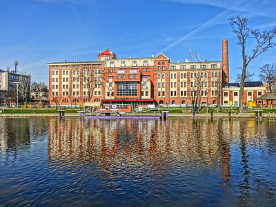 sloneczny mlyn, khách sạn, Bydgoszcz, bờ sông, Lake, nước, phản ánh