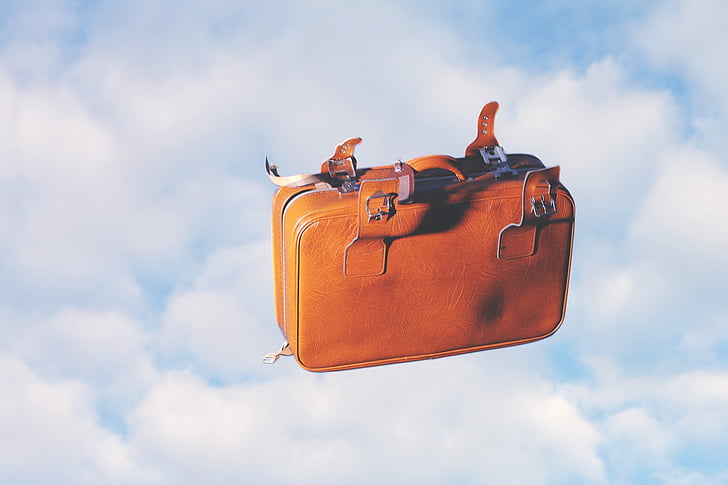 luggage, flying, sky, travel, clouds, separation, cloud - sky