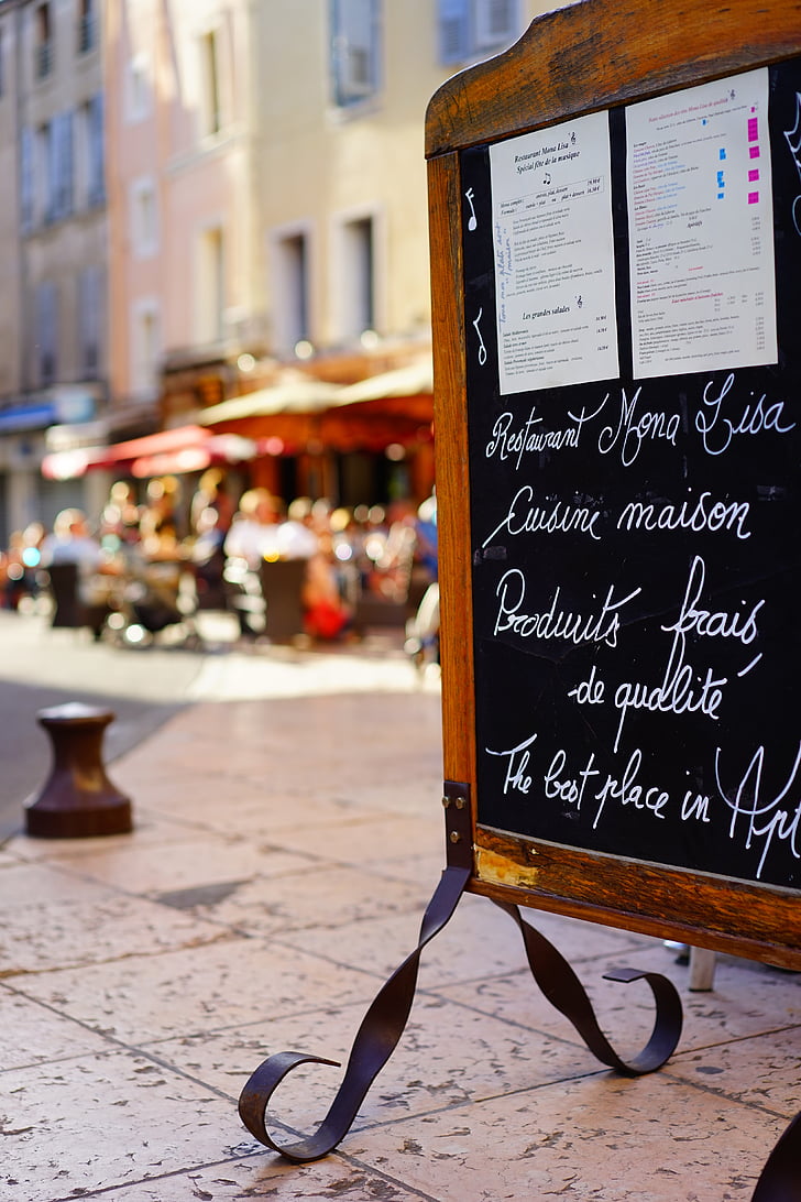 menu, apt, Francja, Kawiarnia, Restauracja, centrum miasta, Hotel
