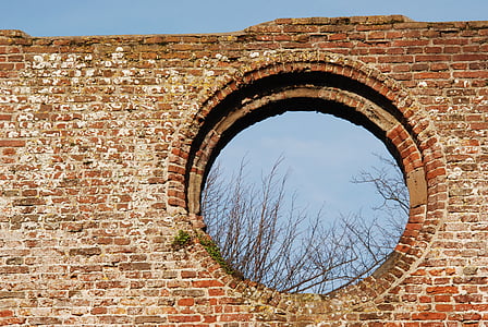 paret, pedres, vell, finestra, Perspectiva, arbre, història