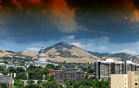 Bloomfield Hills, Utah, Capitol, edificis, arquitectura, cel, núvols