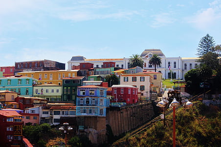 Valparaiso, Architektúra, Južná Amerika, Príroda, Panoráma mesta, Valparaiso, farebné
