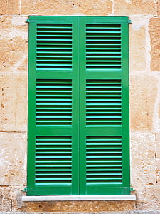 obturador, verde, Inicio, edificio, ventana, cerrado, arquitectura