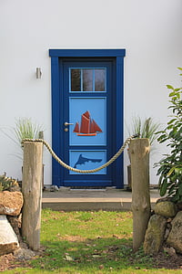 puerta, Capitán, puerta de capitán, azul, de la nave, Fischland