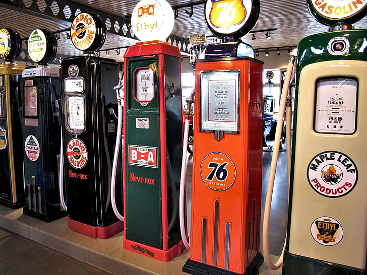 antieke benzine pompen, benzine, Museum, Canada