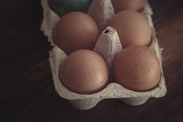 egg, Chicken egg, egg-boksen, brune egg, rå egg, egg emballasje, mat
