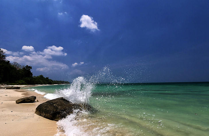 sjøen, stranden, hav, vann, sand, India, Andaman